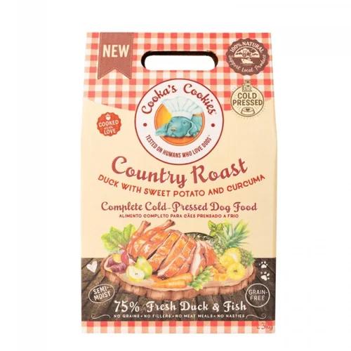 Cooka's Cookies Country Roast Półwilgotna Karma Tłoczona na Zimno z Kaczką i Rybą 3kg
